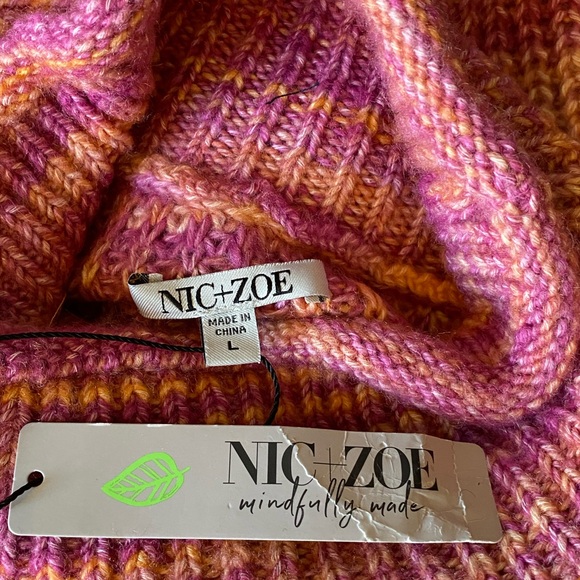 NIC+ZOE Pink and Orange Crew Neck Sweater - Picture 9 of 10